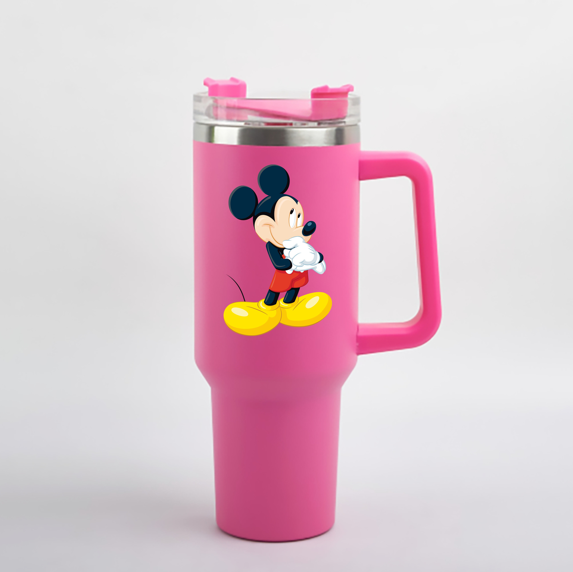 （画像用） ミッキーマウス Mickey Mouse 1200mL車用タンブラー - クリスタルステッカー（プラスチックストロー付き）
